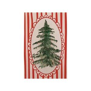 Red And White Striped Bows Christmas Tree Unframed Canvas Wall Art  24" X 36"